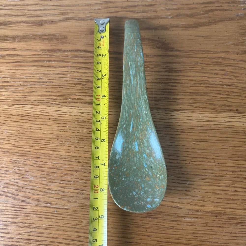 Vintage Texas Ware Green Speckled Melamine Soup Rice Serving Spoon MCM